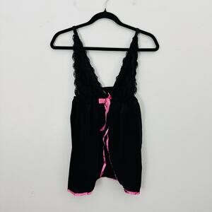 Passion Forever Black And Pink Lace Night Gown Womens Size L